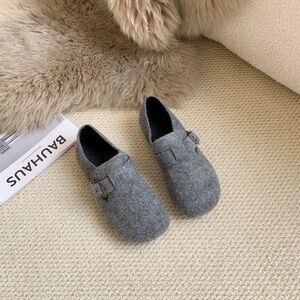 SHEIN Gray Buckle Loafers